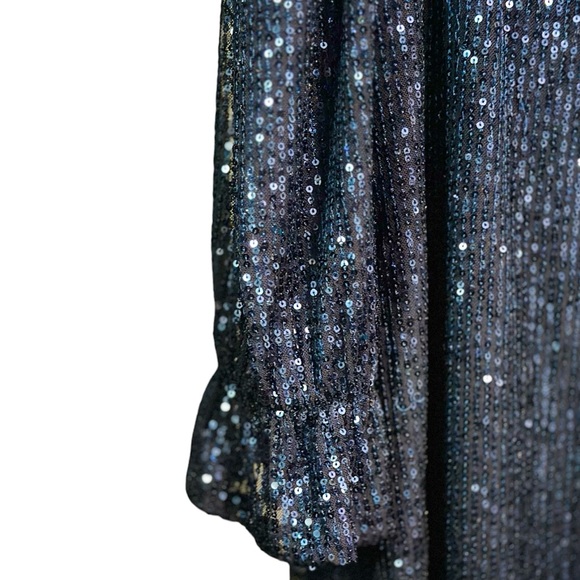 Navy Long Sleeved Sequins Dress (Size 18) - Picture 2 of 4